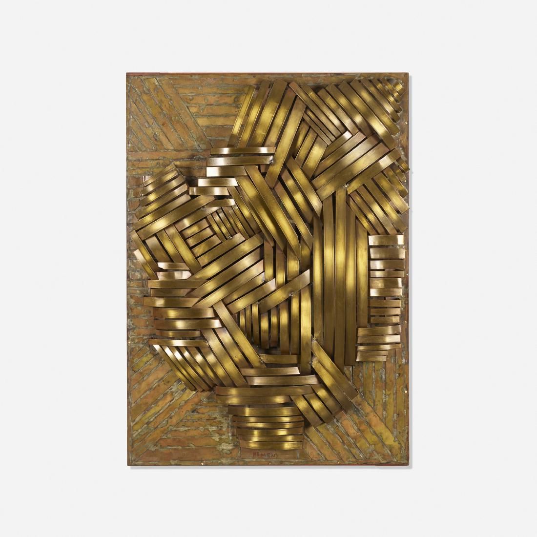 Zoltan Kemeny, Cristal d'Esprit: Zoltan Kemeny Cristal d'Esprit 1957brass construction over wood39.75 h x 28.5 w x 4.5 d in (101 x 72 x 11 cm) Signed to lower edge 'Kemeny'. Provenance: Acquired in 1959 f