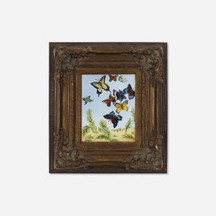 Karen Kilimnik, A Friendly Swarm of Butterflies...: Karen Kilimnik A Friendly Swarm of Butterflies in Egypt Outside the Tent 2007oil on canvas in artist's frame18.25 h x 16.5 w x 5 d in (46 x 42 x 13 cm) Signed, titled and dated to verso 'March 26