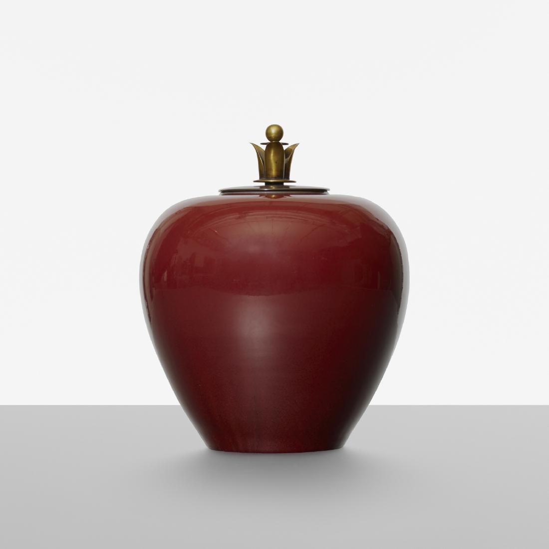 Carl Halier, lidded vessel: Carl Halier lidded vessel Royal CopenhagenDenmark, 1936glazed stoneware, bronze11 dia × 13 h in (28 × 33 cm) Glazed signature: [CH 9-5 1936] with stamped manufacturer's mark and