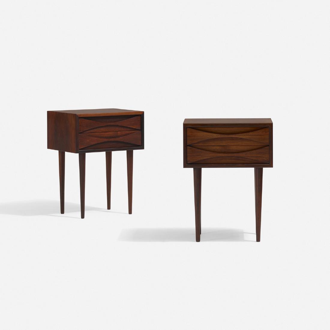 Arne Vodder, nightstands, pair: Arne Vodder nightstands, pair N.C. MoblerDenmark, c. 1960rosewood16 w × 12.5 d × 21.25 h in (41 × 32 × 54 cm) Each nightstand features two drawers.