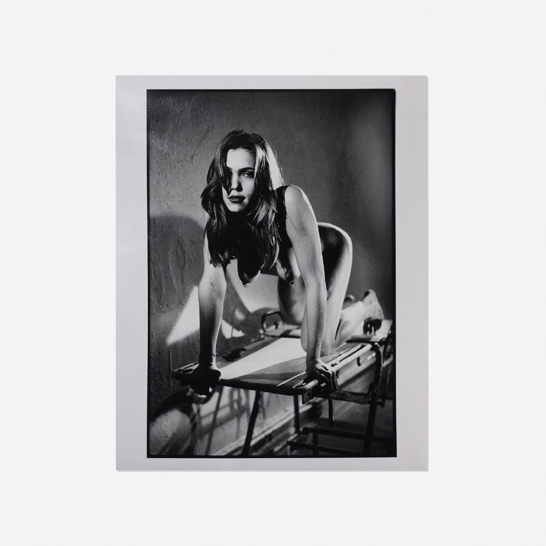 Richard Kern, Monica on Table at Beths: Richard Kern Monica on Table at Beths 1983 silver halide print 13.75 h × 11 w in (35 × 28 cm) Signed, titled, dated and numbered to verso: [Monica on Table at Beths 1983 R. Kern 1/10].