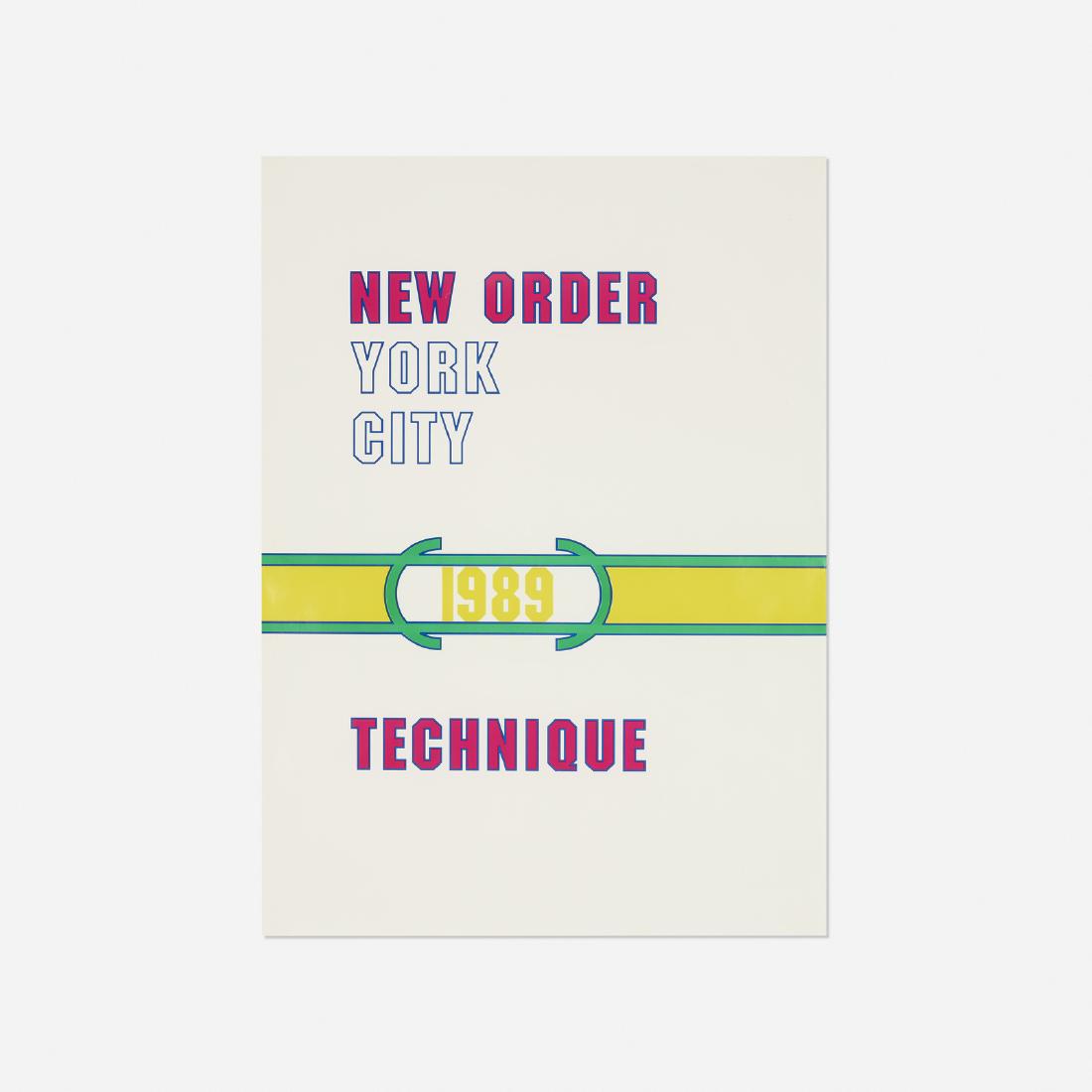 Lawrence Weiner, New Order poster: Lawrence Weiner New Order poster 1989offset color lithograph30 h × 20 w in (76 × 51 cm) Flyer measures: 5.75 h x 4.25 w inches Sold with corresponding concert flyer.