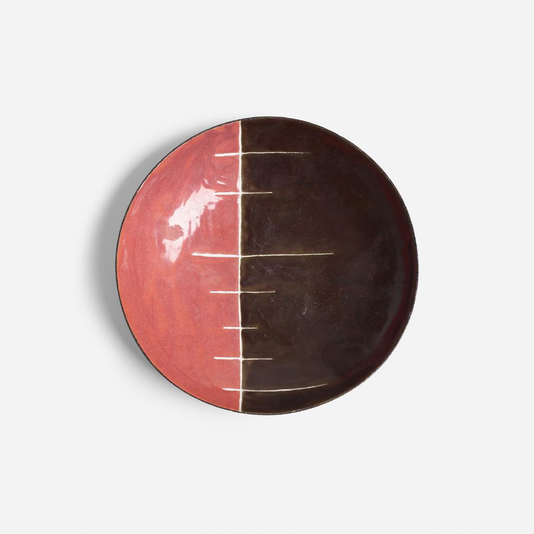 Italian, dish: Italian dish c. 1955enameled copper8.5 dia × 1.5 h in (22 × 4 cm) Signed with applied distributor's label to underside: [Raymor].