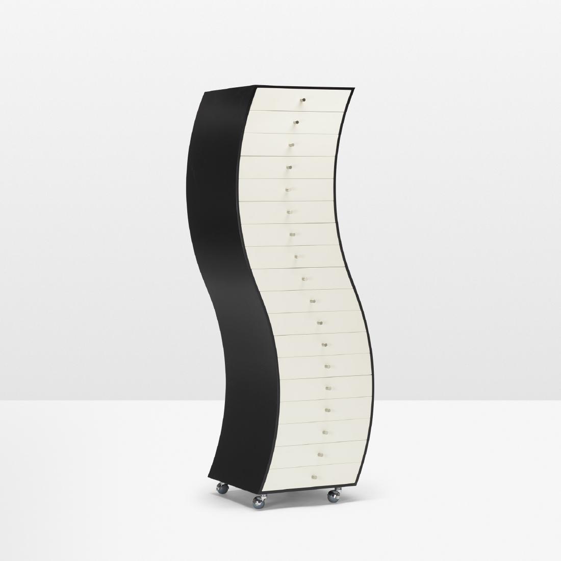 Shiro Kuramata, Furniture in Irregular Forms, Side 1: Shiro Kuramata Furniture in Irregular Forms, Side 1 CappelliniJapan / Italy, 1970 / 2002lacquered oak, lacquered wood, aluminum, chrome-plated steel23.75 w × 20.5 d × 67.75 h in (60 &t