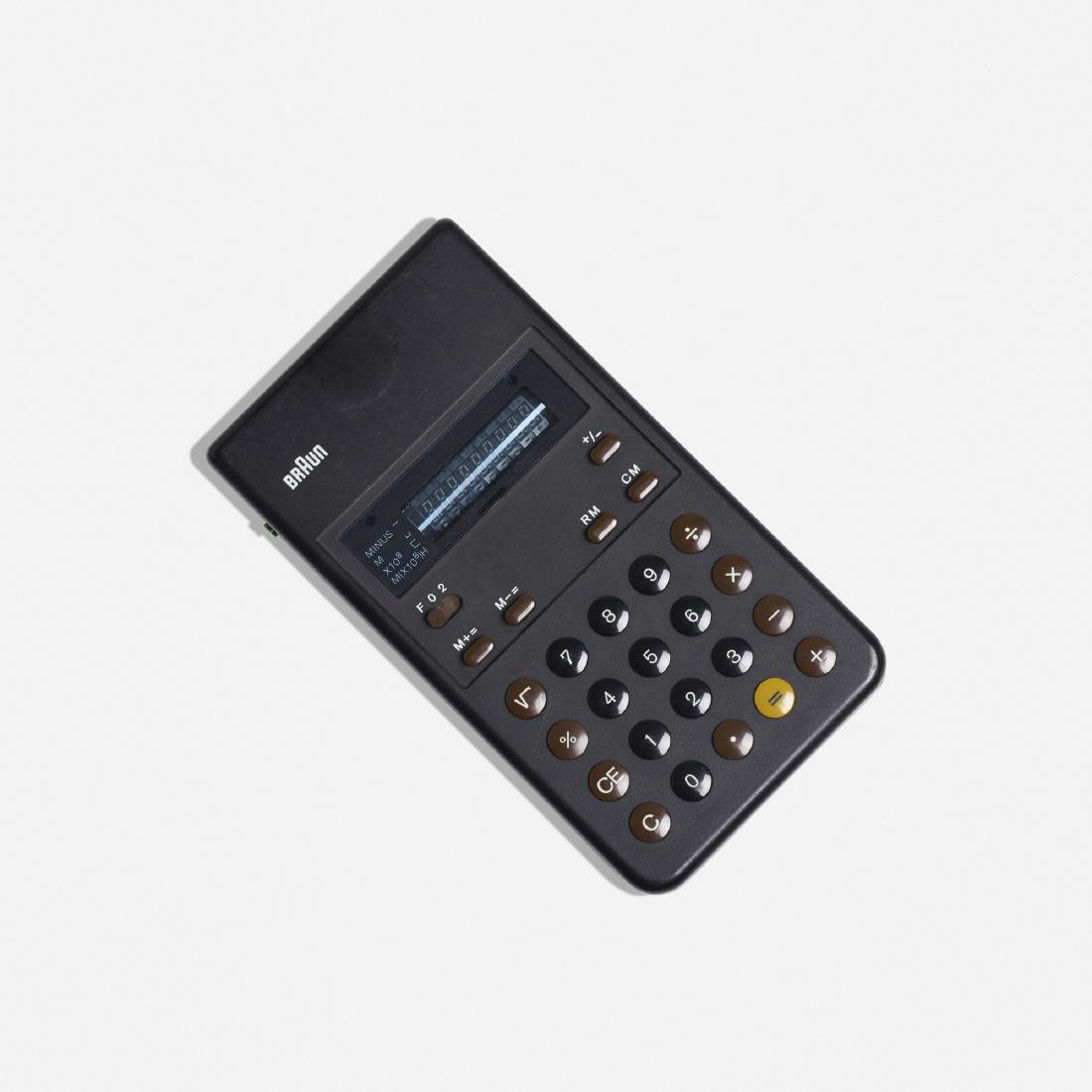 Dieter Rams and Dietrich Lubs, ET 22 Control calculator: Dieter Rams and Dietrich Lubs ET 22 Control calculator Braun AG1976plastic, glass1 h × 3 w × 5.75 d in (3 × 8 × 15 cm) Signed with decal manufacturer's label to unde