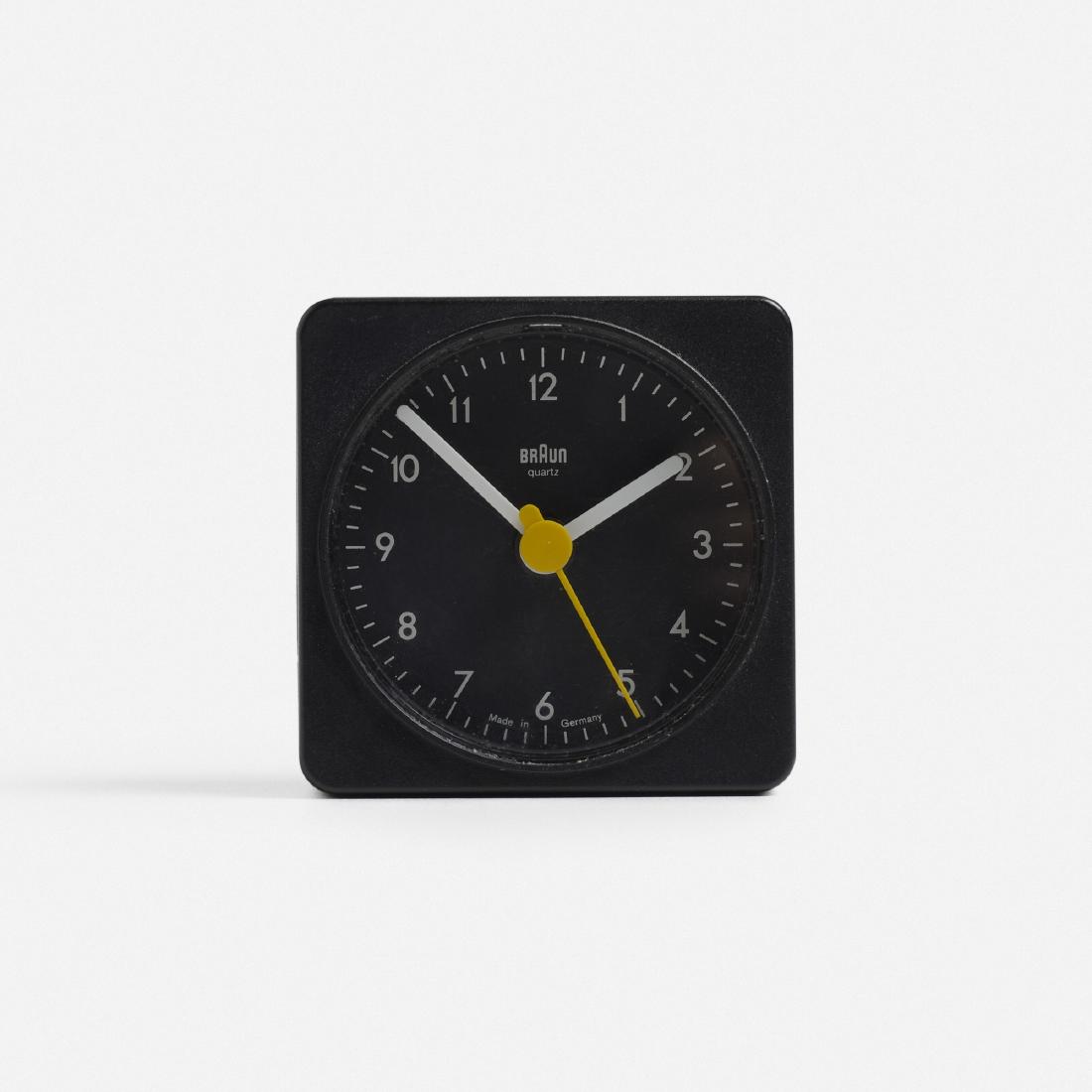 Dieter Rams and Dietrich Lubs, AB 1A alarm clock: Dieter Rams and Dietrich Lubs AB 1A alarm clock Braun AGGermany, 1971plastic, acrylic2.25 w × 1 d × 2.25 h in (6 × 3 × 6 cm) Signed with molded manufacturer's mark t