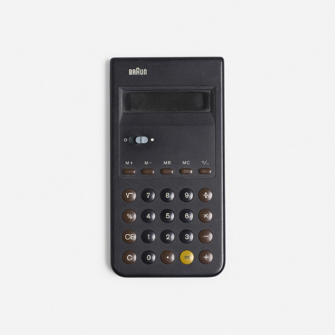 Dieter Rams and Dietrich Lubs, ET 22 Control calculator: Dieter Rams and Dietrich Lubs ET 22 Control calculator Braun AGGermany, 1976plastic, glass3.25 w × 5.5 d × 0.5 h in (8 × 14 × 1 cm) Signed with printed manufacturer'