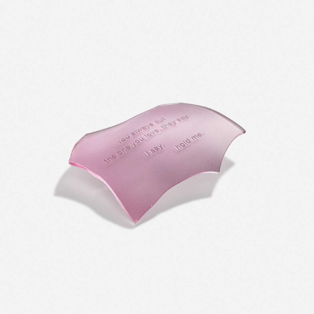 Jeff Crandall, Poetry Shard: Jeff Crandall Poetry Shard USA, 1997/1999 etched glass 1.25 h × 6.5 w × 5 d in (3 × 17 × 13 cm) Incised signature and date to edge: [1997 Jeff Crandall 99]. P