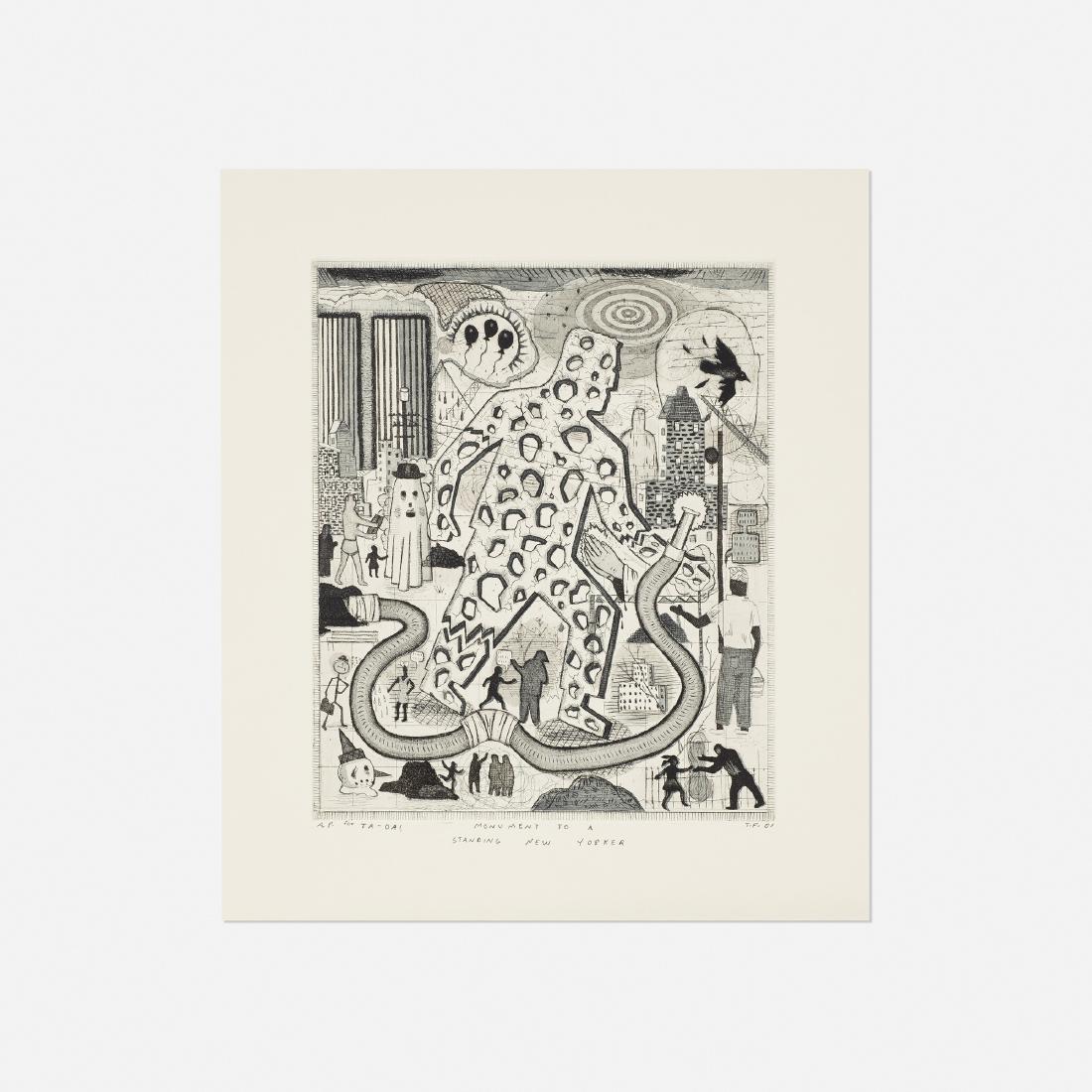 Tony Fitzpatrick, Monument to a Standing New Yorker: Tony Fitzpatrick Monument to a Standing New Yorker 2001etching on paper11.75 h × 9.75 w in (30 × 25 cm) Sheet measures: 16 h x 14 w inches Signed, dated, titled and numbered to l