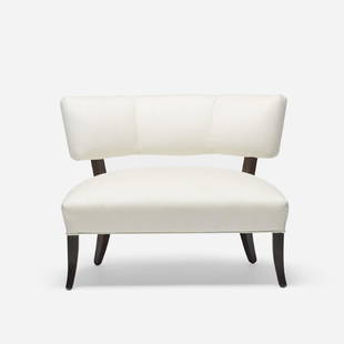 William (Billy) Haines, Slipper chair: William (Billy) Haines Slipper chair USA, c. 1950upholstery, lacquered wood34 w × 29 d × 27.75 h in (86 × 74 × 70 cm)