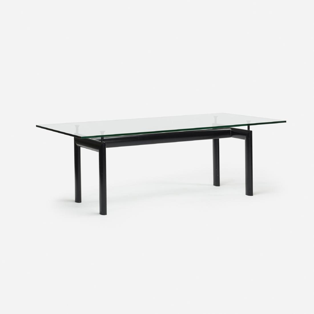Perriand, Jeanneret and Le Corbusier, L6 dining table: Charlotte Perriand, Pierre Jeanneret and Le Corbusier L6 dining table CassinaFrance / Italy, 1928 / 1974enameled aluminum, glass84 w × 44 d × 28.75 h in (213 × 112 × 73 cm)