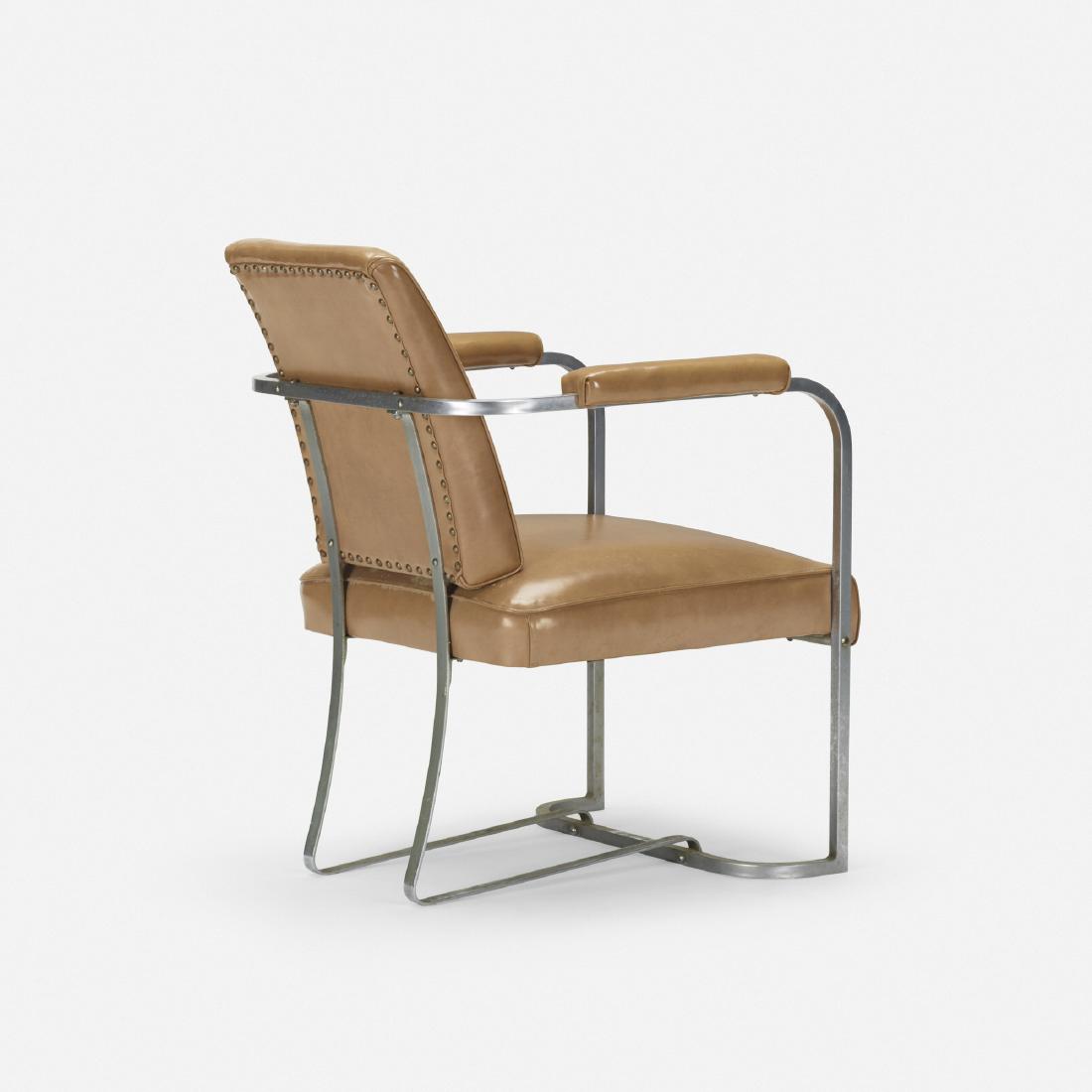 Gilbert Rohde, attribution, lounge chair: Gilbert Rohde, attribution lounge chair USA, c. 1940vinyl, nickel-plated steel25 w × 28 d × 33.5 h in (63 × 71 × 85 cm)