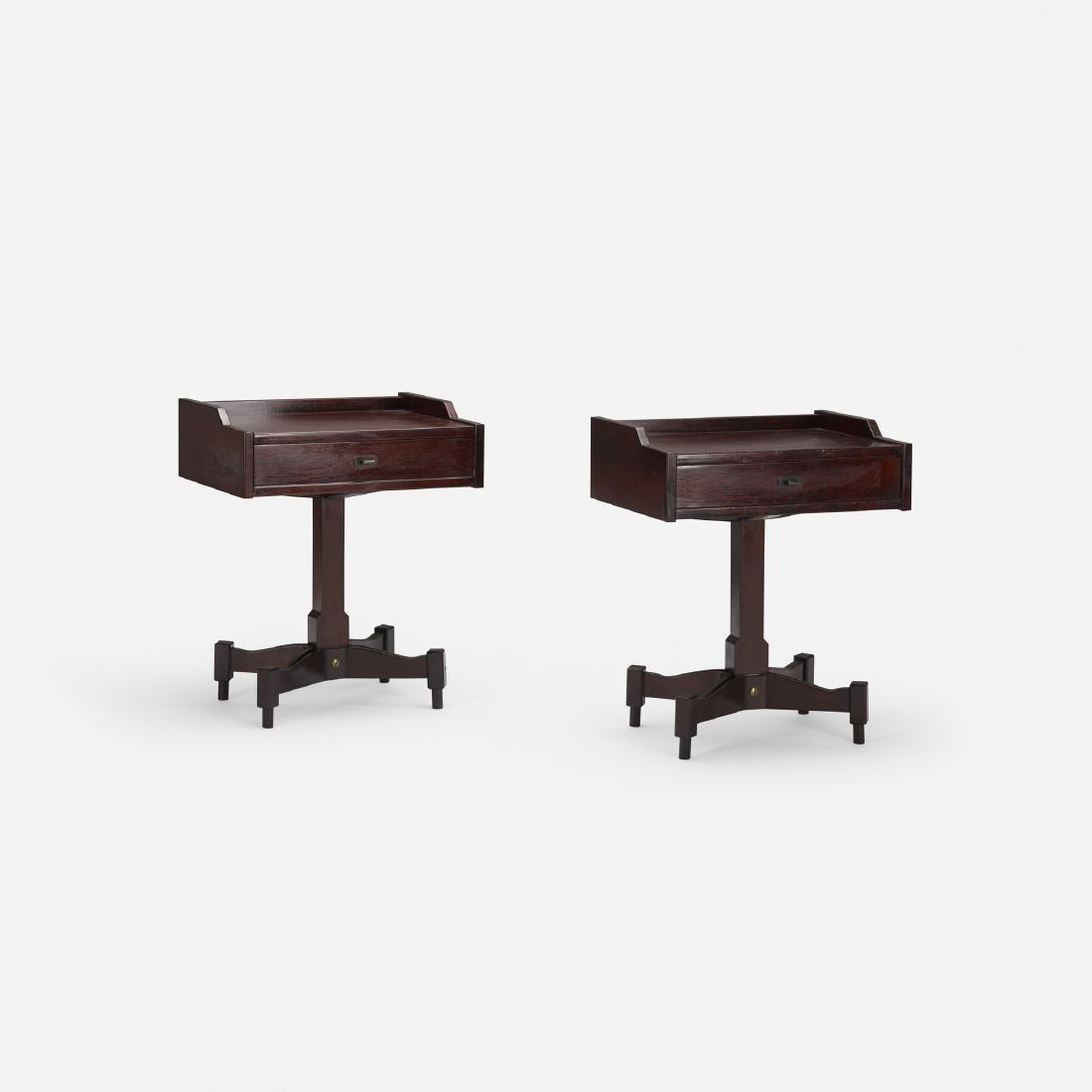 Claudio Salocchi, nightstands, pair: Claudio Salocchi nightstands, pair SormaniItaly, c. 1960lacquered mahogany, brass19.75 w × 15 d × 24 h in (50 × 38 × 61 cm) Each nightstand features a single drawer.