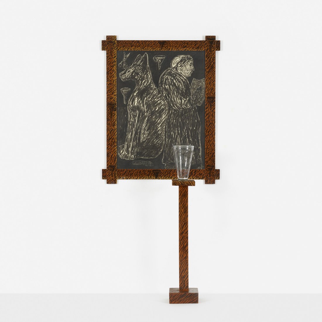Italo Scanga, Untitled: Italo Scanga Untitled 1981 enameled glass, lacquered pine, charcoal on paper 49.75 h × 9.25 w × 9.25 d in (126 × 23 × 23 cm) Signed to vase 'Italo Scanga'. Signed and dated