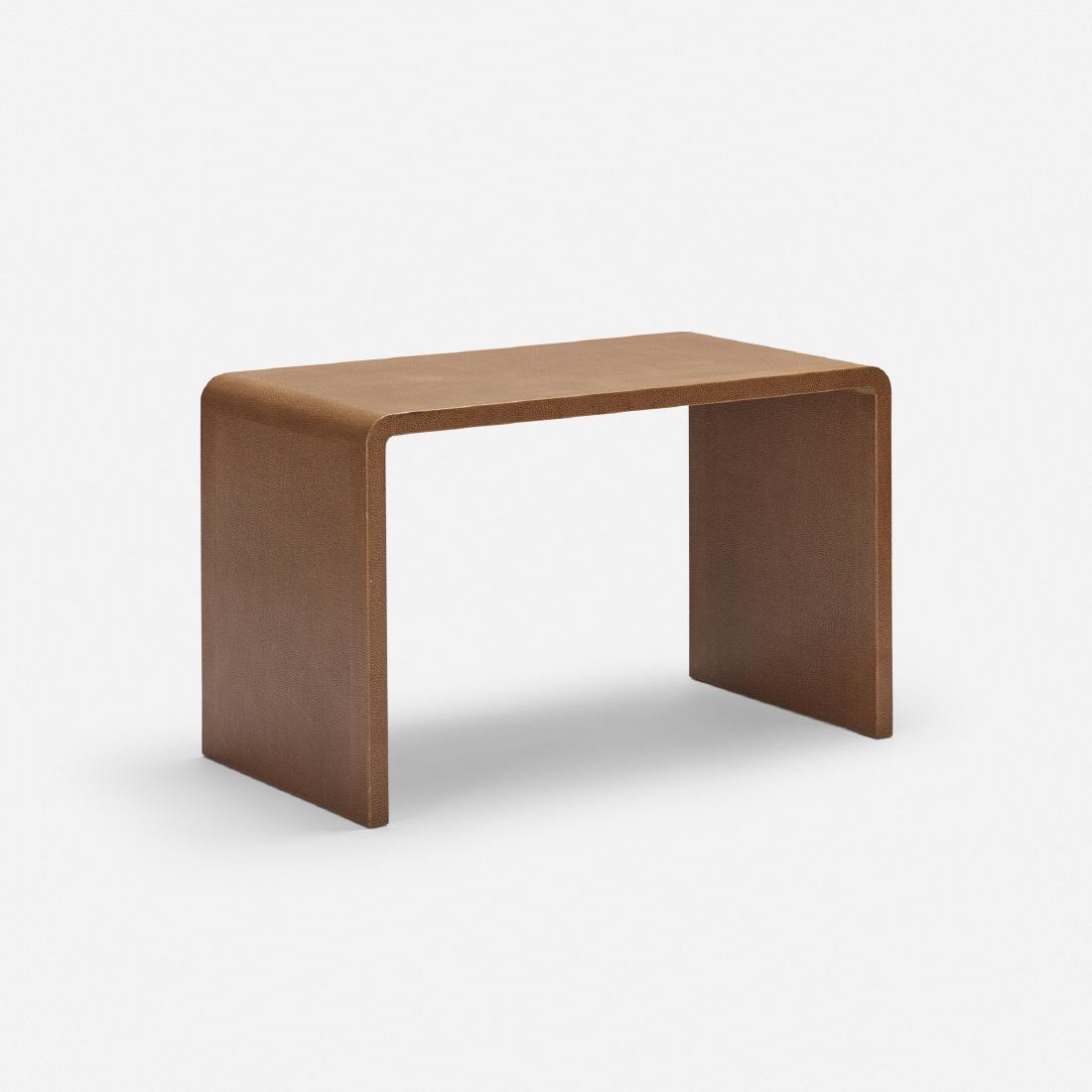 Karl Springer, console: Karl Springer console USA, c. 1975vinyl over wood46 w × 24 d × 48.5 h in (117 × 61 × 123 cm)