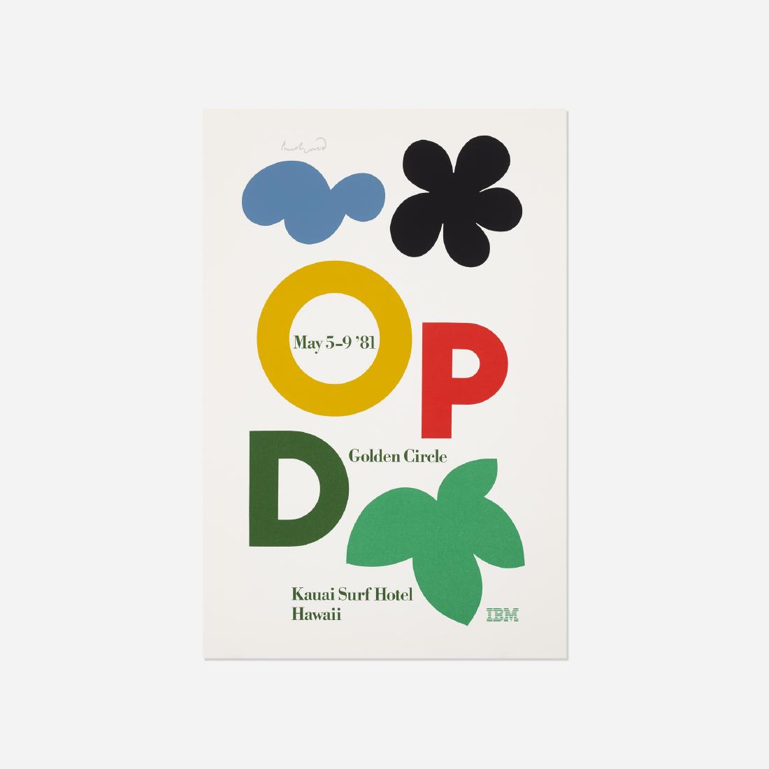 Paul Rand, IBM Golden Circle poster color variant: Paul Rand IBM Golden Circle poster color variant USA, 1981screenprint on paper35 h × 23.5 w in (89 × 60 cm) This color variant features a black flower instead of a pink flower in the