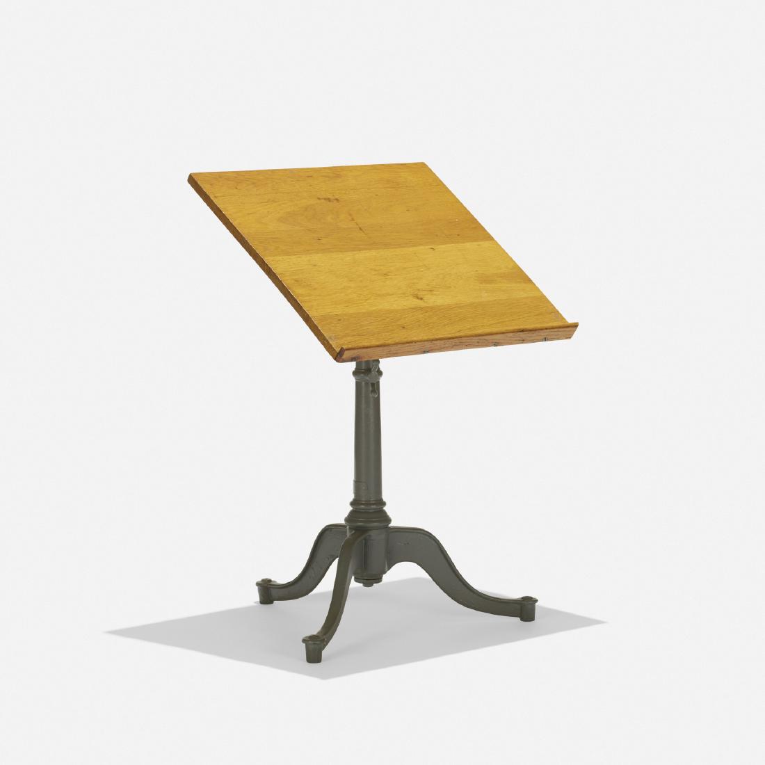 Industrial, drafting table: Industrial drafting table c. 1915enameled steel, oak24 w × 25 d × 47.5 h in (61 × 63 × 121 cm) The present lot was Paul Rand's first drafting table. Literat
