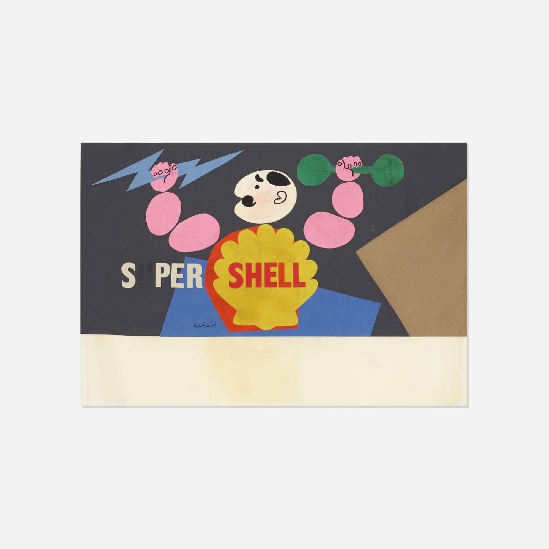 Paul Rand, study for Shell Oil: Paul Rand study for Shell Oil USA, c. 1955collage on paper11.5 h × 22.5 w in (29 × 57 cm) Signed to lower edge: [Paul Rand].
