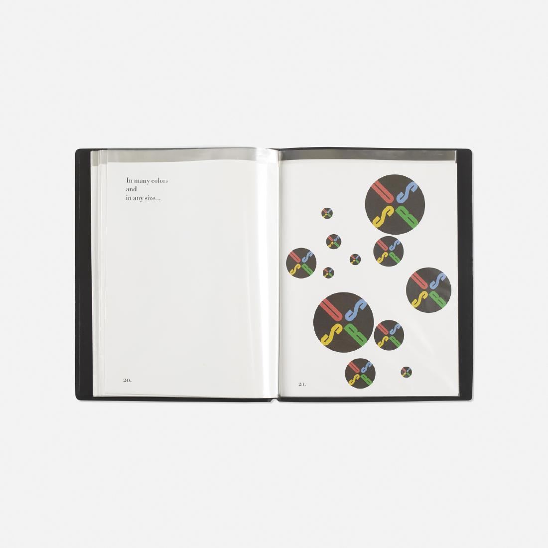 Paul Rand, USSB/HUB TV logo presentation books: Paul Rand USSB/HUB TV logo presentation books USA, 1995printed paper9.5 w × 12 h in (24 × 30 cm) Lot is comprised of one binder containing design and artwork samples for the USSB logo