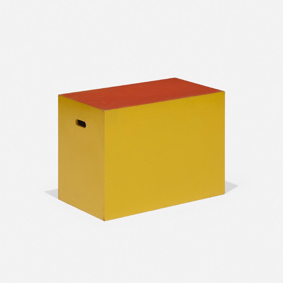 Paul Rand, custom stool from the Rand House: Paul Rand custom stool from the Rand House USA, c. 1950lacquered wood24 w × 13.75 d × 17.5 h in (61 × 35 × 44 cm)