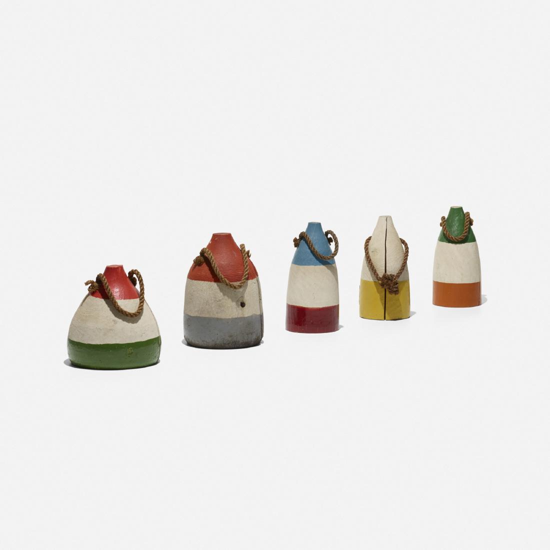 American, miniature lobster buoys, set of five (1 of 2)