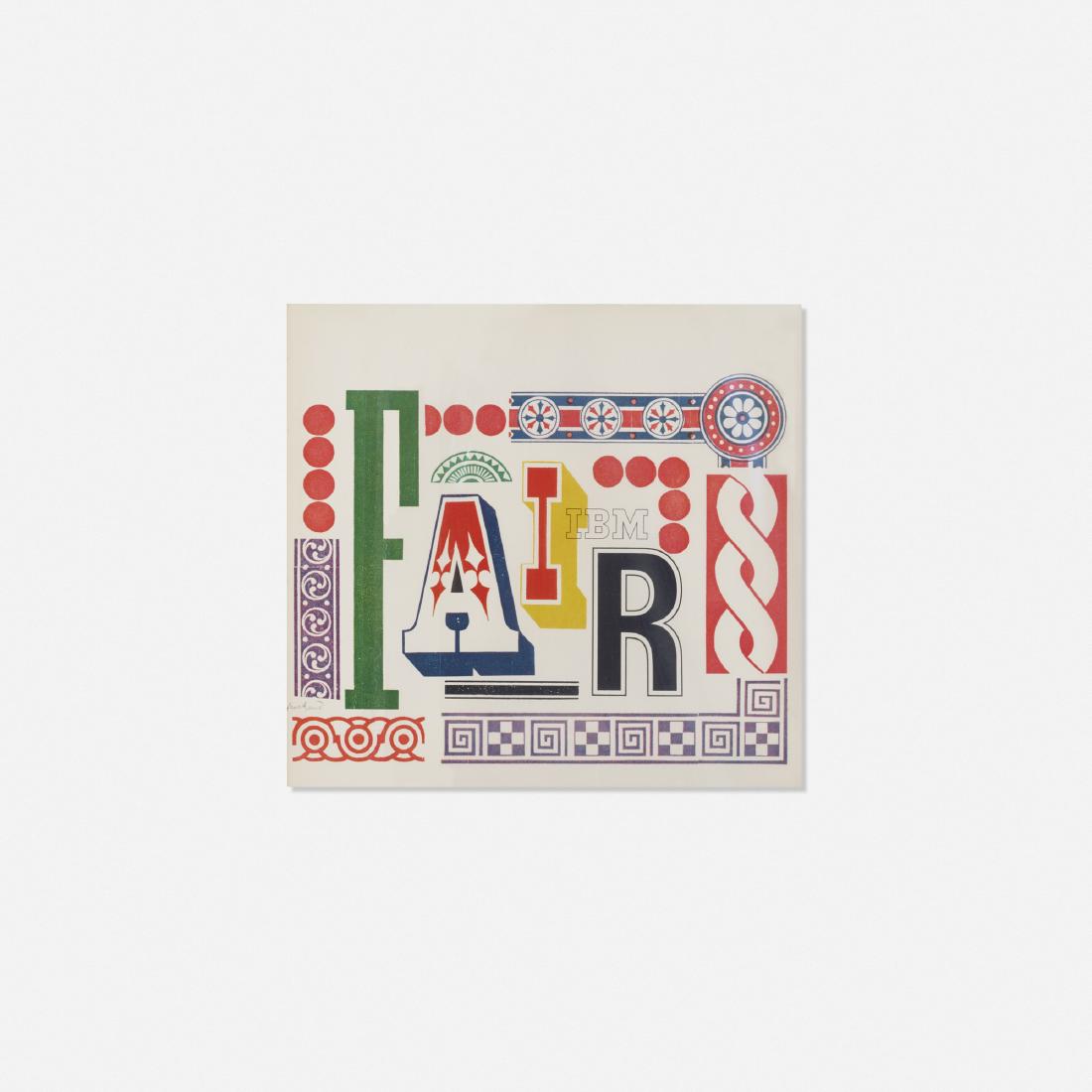 Paul Rand, brochure, IBM Pavilion, World's Fair, NY: Paul Rand brochure distributed at the IBM Pavilion, World's Fair, New York USA, 1964offset lithograph on paper and printed paper7.75 h × 8.5 w in (20 × 22 cm) Printed signature to low