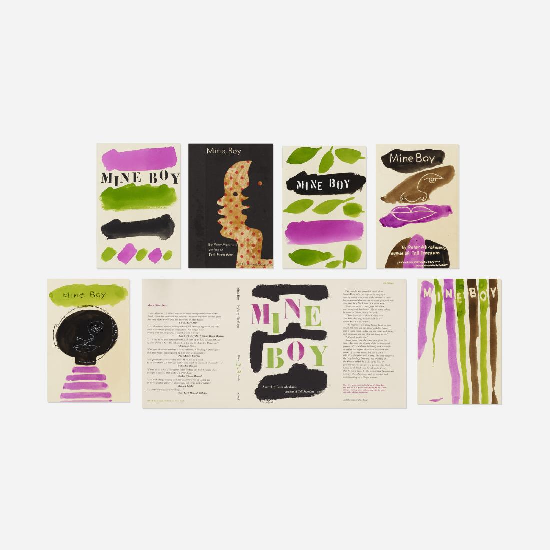Paul Rand, Mine Boy cover sketches and final cover: Paul Rand Mine Boy cover sketches and final cover USA, c. 1956collage on paper, gouache on paper, printed paper5 w × 7.25 h in (13 × 18 cm) Lot includes six sketches and one final boo