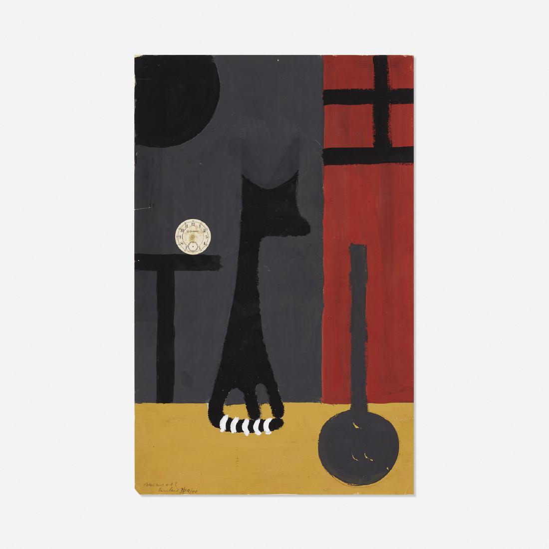 Paul Rand, What time is it?: Paul Rand What time is it? USA, 1944acrylic on paper with collaged element17 h × 10.75 w in (43 × 27 cm) Signed, titled and dated to lower left: [What time is it? Paul Rand 3/29/44].
