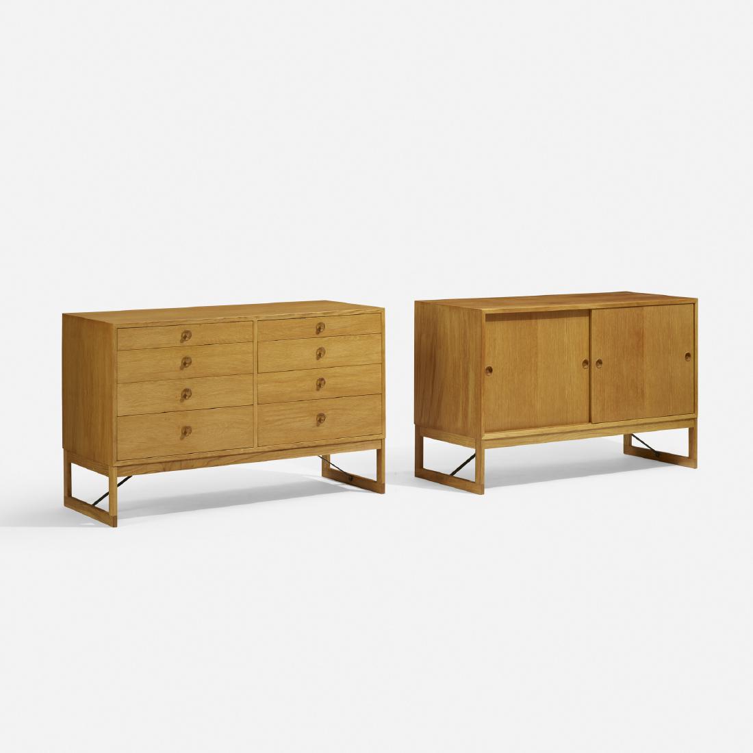 Borge Mogensen, cabinets, set of two: Borge Mogensen cabinets, set of two Karl Andersson & SonerDenmark / Sweden, c. 1955oak, enameled steel, lacquered wood53 w × 21 d × 33 h in (135 × 53 × 84 cm) One ca