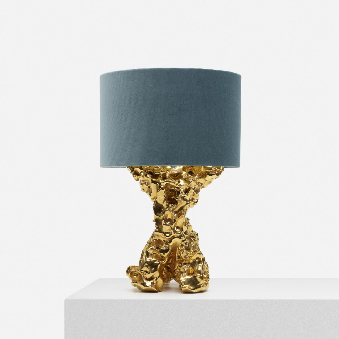 Marcel Wanders, One Minute Sculpture: Marcel Wanders One Minute Sculpture The Netherlands, 2016gilt-glazed ceramic, stainless steel, gilt-lined shade14 dia × 26 h in (36 × 66 cm) This work is unique.