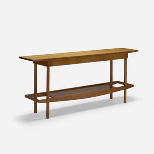 William Pahlmann, console: William Pahlmann console USA, c. 1955ash84 w × 16.5 d × 36 h in (213 × 42 × 91 cm) Console features three drawers. Provenance: Eric Appel, New York