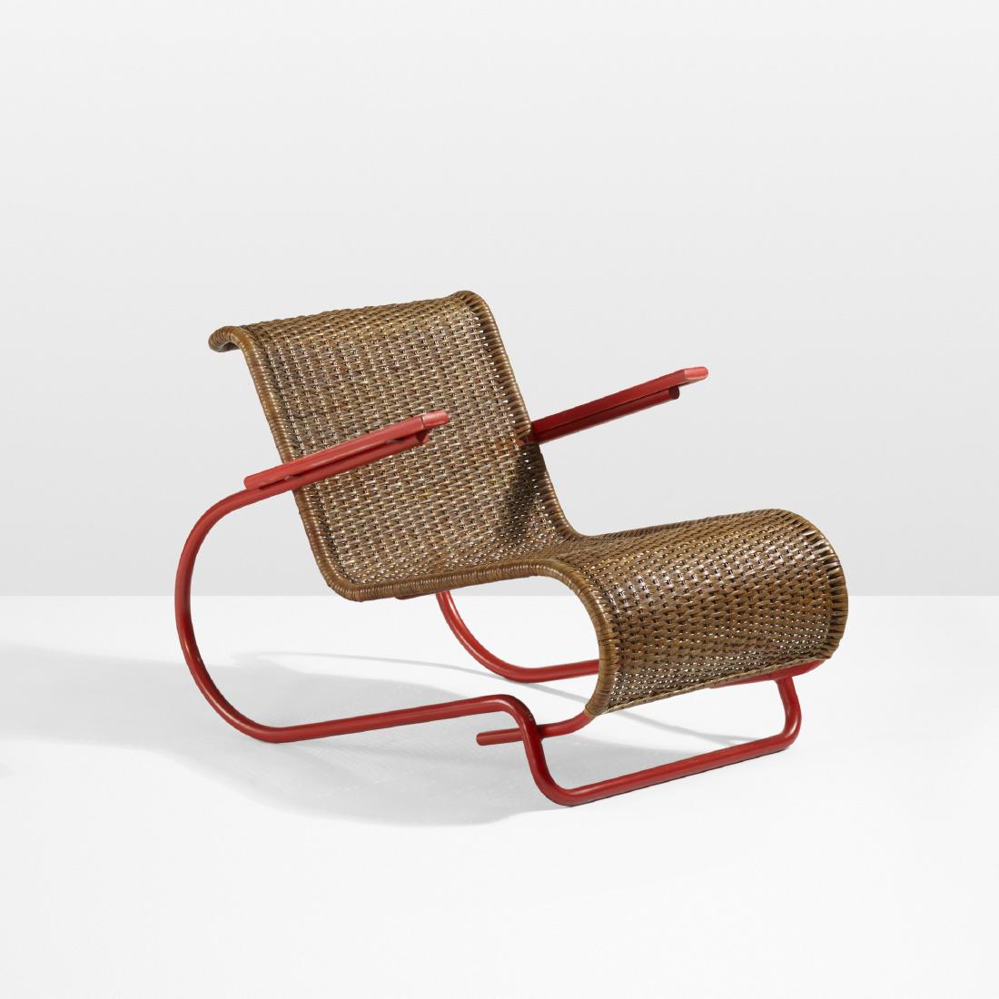 Erich Dieckmann, Custom armchair: Erich Dieckmann Custom armchair Berliner Metallwerkstatten Josef MullerGermany, 1930painted tube steel, wicker, lacquered wood23.5 w × 35 d × 24.75 h in (60 × 89 × 63 cm)