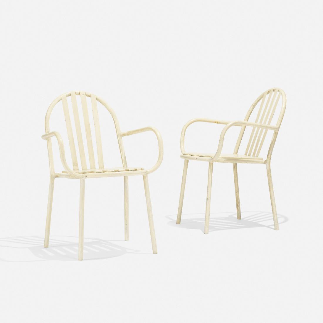 Robert Mallet-Stevens, armchairs, pair: Robert Mallet-Stevens armchairs, pair France, c. 1930painted steel, painted wood22.75 w × 25 d × 33.5 h in (58 × 63 × 85 cm) Provenance: Collection of Mic