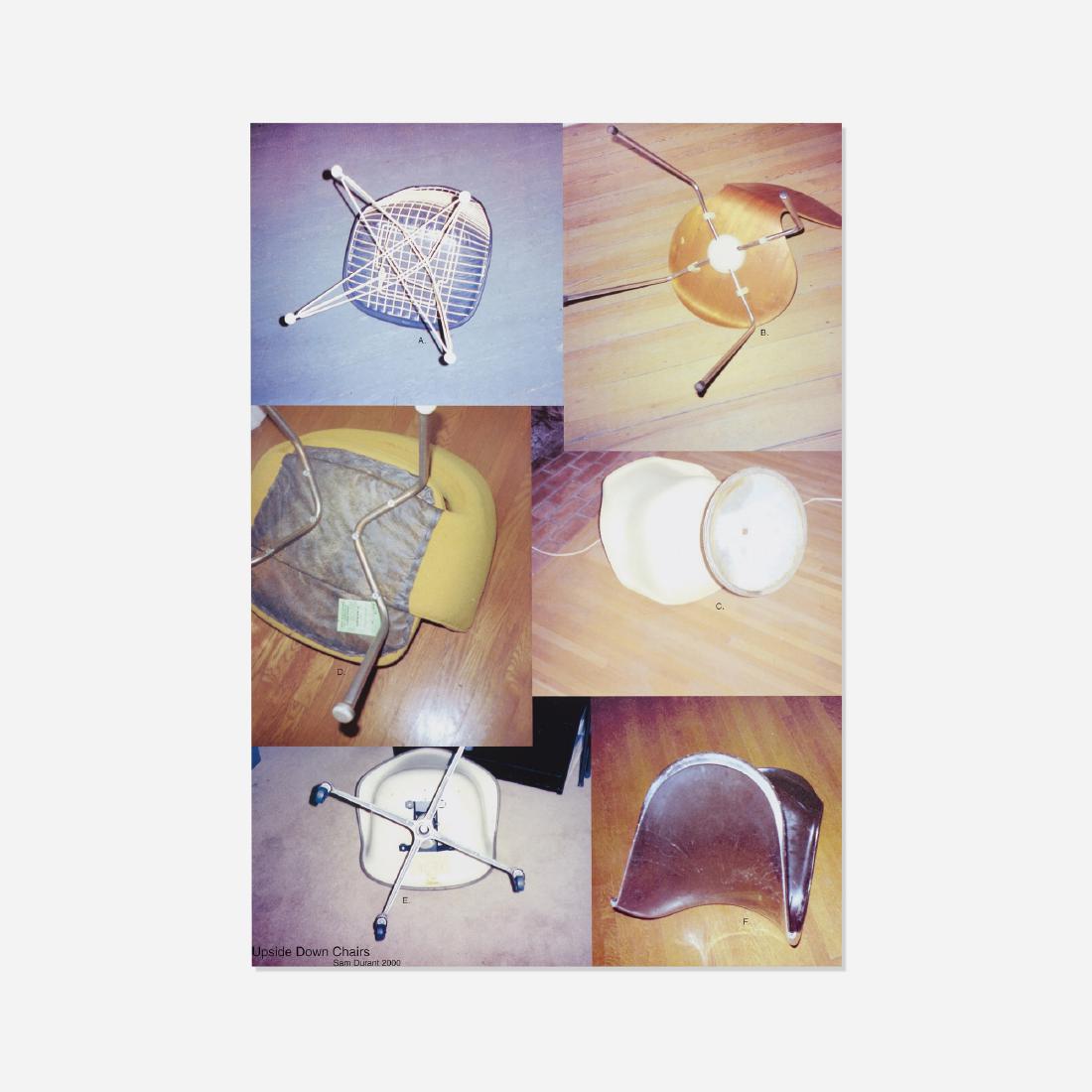 Sam Durant, Upside Down Chairs: Sam Durant Upside Down Chairs USA, 2000offset lithograph on paper24 h × 17.25 w in (61 × 44 cm) Printed to lower left 'Upside Down Chairs Sam Durant 2000'. Provenance:<