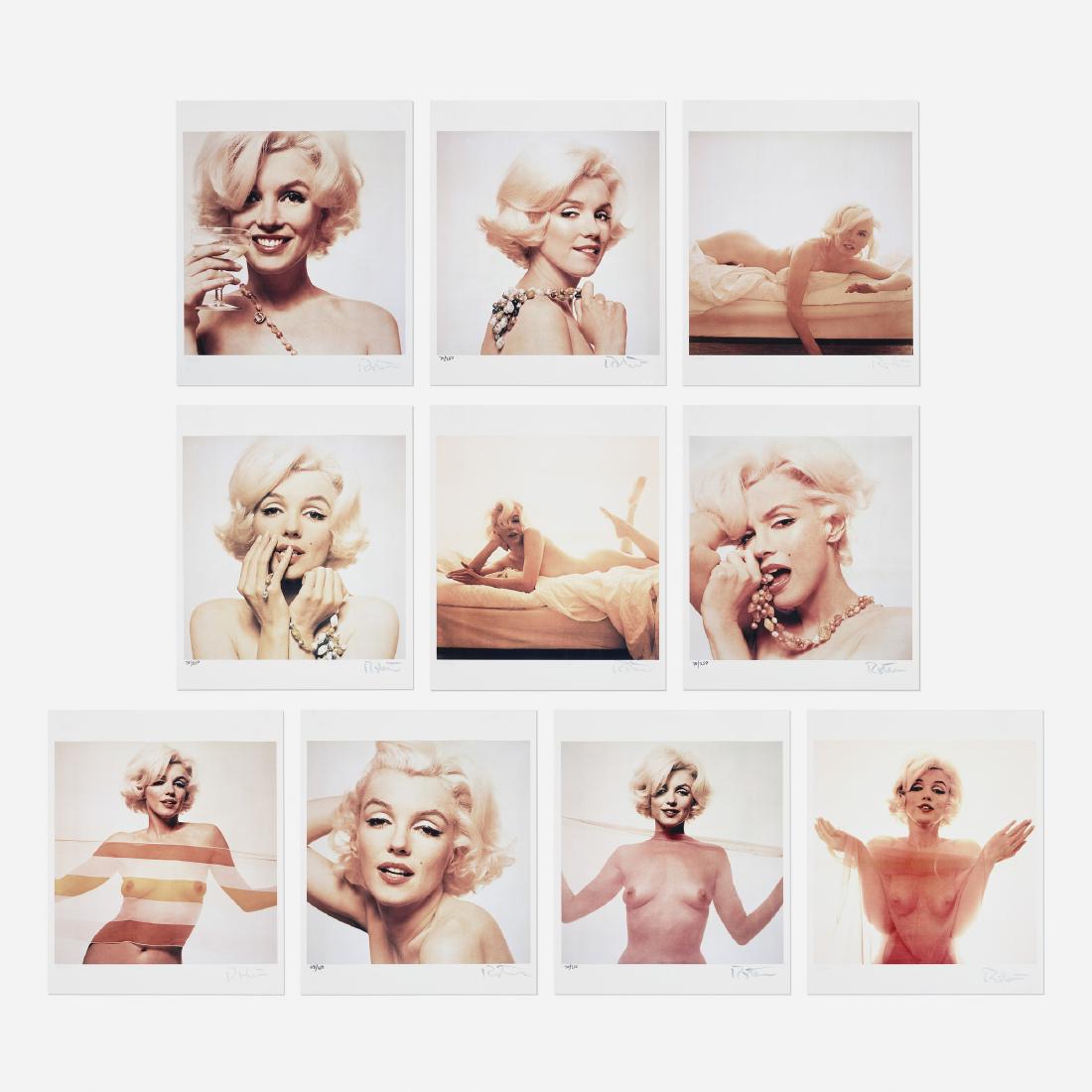 Bert Stern, Marilyn Monroe, The Last Sitting (10 works): Bert Stern Marilyn Monroe, The Last Sitting (ten works) 1962 / 1982gelatin silver print24 h × 20 w in (61 × 51 cm) Signed and numbered to lower edge of eight examples '70/250 B Stern'