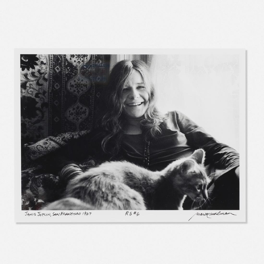 Baron Wolman, Janis Joplin, San Francisco: Baron Wolman Janis Joplin, San Francisco 1967 / printed later gelatin silver print 8 h × 9.75 w in (20 × 25 cm) Sheet measures: 9.75 h x 8 w inches. Signed, titled, dated and n