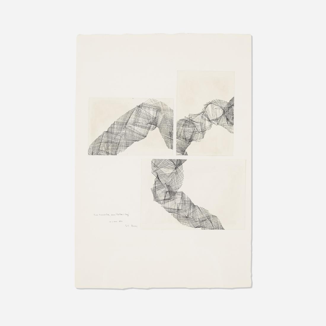 Pol Bury, Untitled: Pol Bury Untitled 1980ink on paper with collage18 h × 12.5 w in (46 × 32 cm) Signed, dated and inscribed to margin 'Pour Hannelore, pour Mother's Day Le 11 Mai 1980 Pol Bury'.