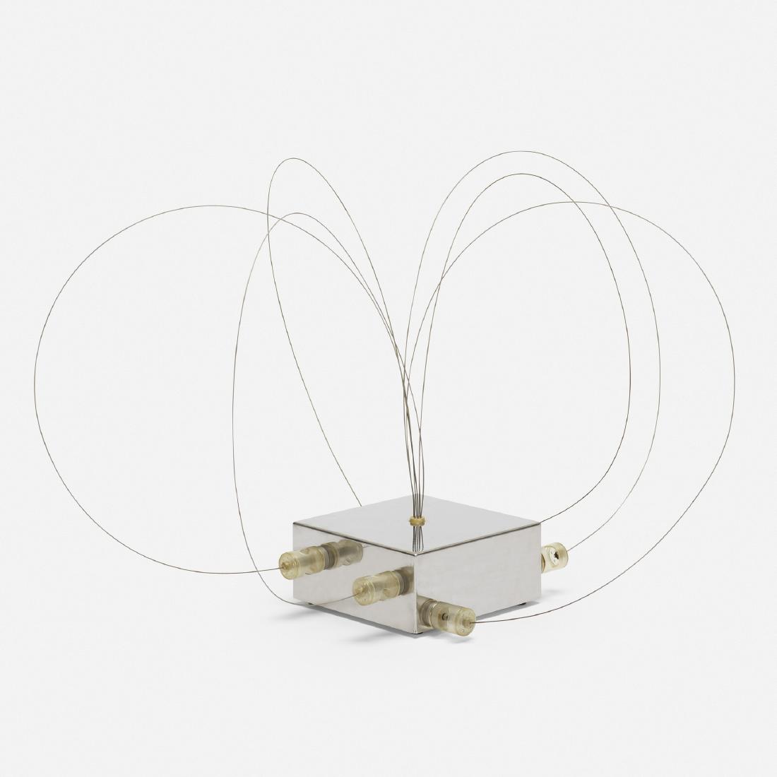 Gruppo A.R.D.I.T.I. and Gamberini, B.T.2 table lamp: Gruppo A.R.D.I.T.I. and Gianni Gamberini B.T.2 table lamp Nucleo for SormaniItaly, 1971chrome-plated steel, steel wire, magnets, plastic48 w × 48 d × 25 h in (122 × 122 × 6