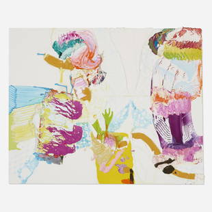 Pia Fries, Zurbath: Pia Fries Zurbath 2001oil on wood21.5 h × 39.25 w × 2.5 d in (55 × 100 × 6 cm) Signed, titled and dated to verso 'Pia Fries Zurbath 2001'. Provenance: