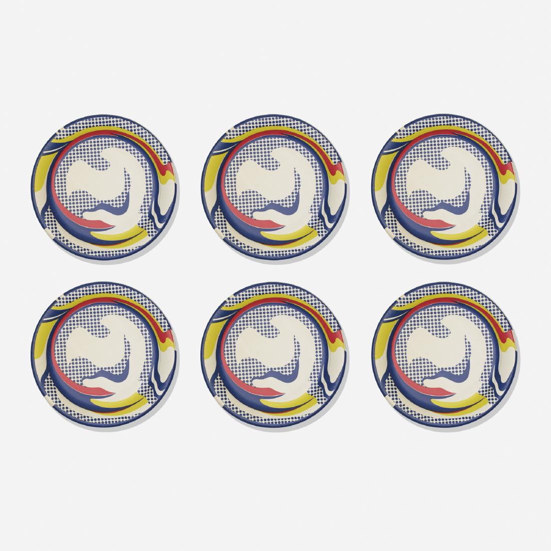 Roy Lichtenstein, Paper Plates (six works): Roy Lichtenstein Paper Plates (six works) 1969screenprint on paper plate10.25 dia in (26 cm) Printed to verso 'Roy Lichtenstein © On 1st Inc. 1969'. These works are from an unknown edition size p