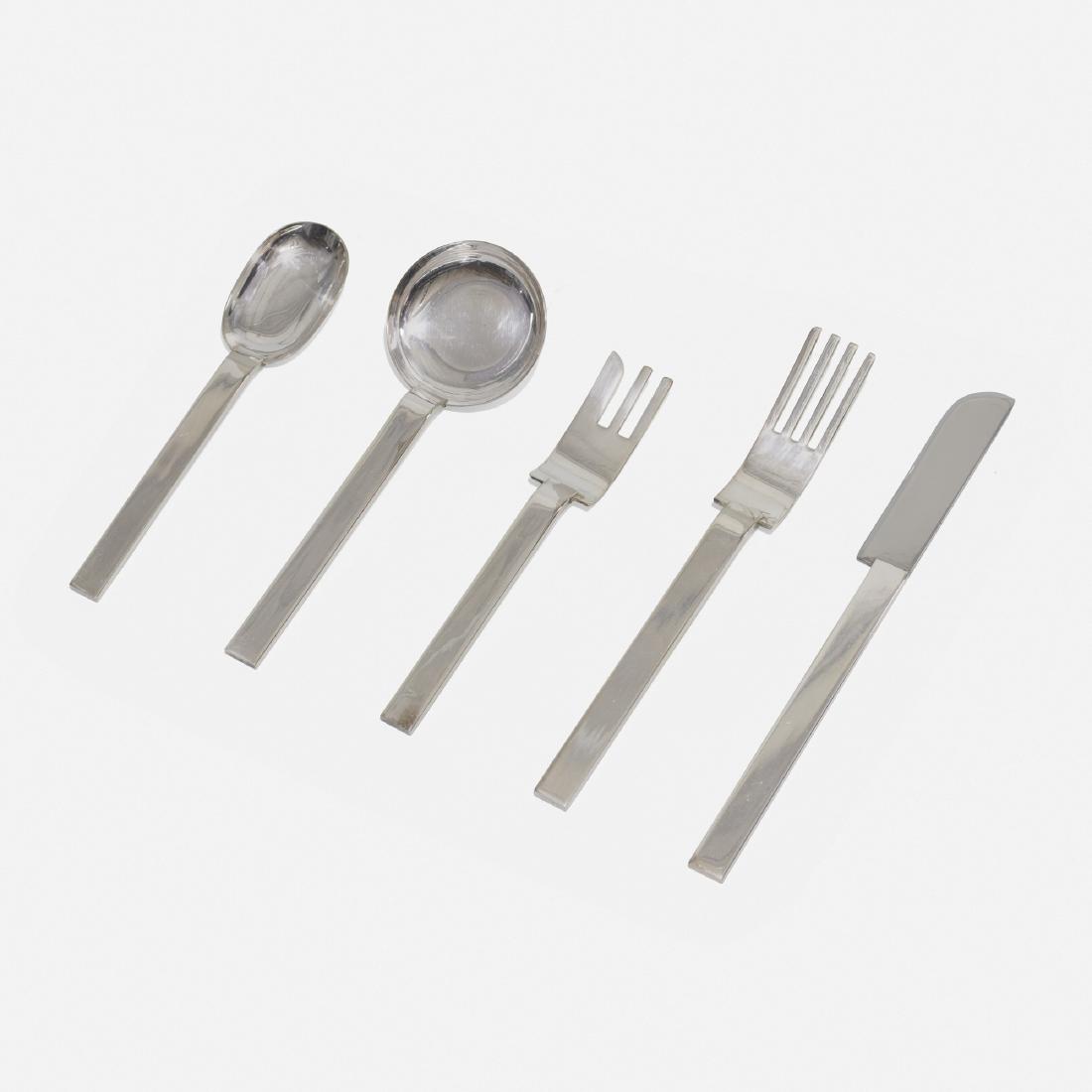 Russel Wright, flatware for the Met Museum of Art: Russel Wright flatware for the Metropolitan Museum of Art USA, 1933 / 1987silverplate Complete five piece service for eight; forty pieces total. Signed with impressed manufacturer's mark to each eleme