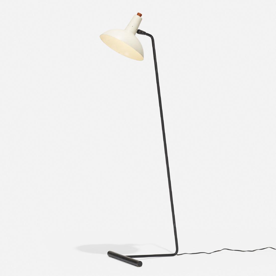 Harry Gitlin, floor lamp, model F9: Harry Gitlin floor lamp, model F9 Middletown Mfg. Co.USA, 1951enameled aluminum, enameled steel, Bakelite12 w × 16 d × 48 h in (30 × 41 × 122 cm) Signed with decal m
