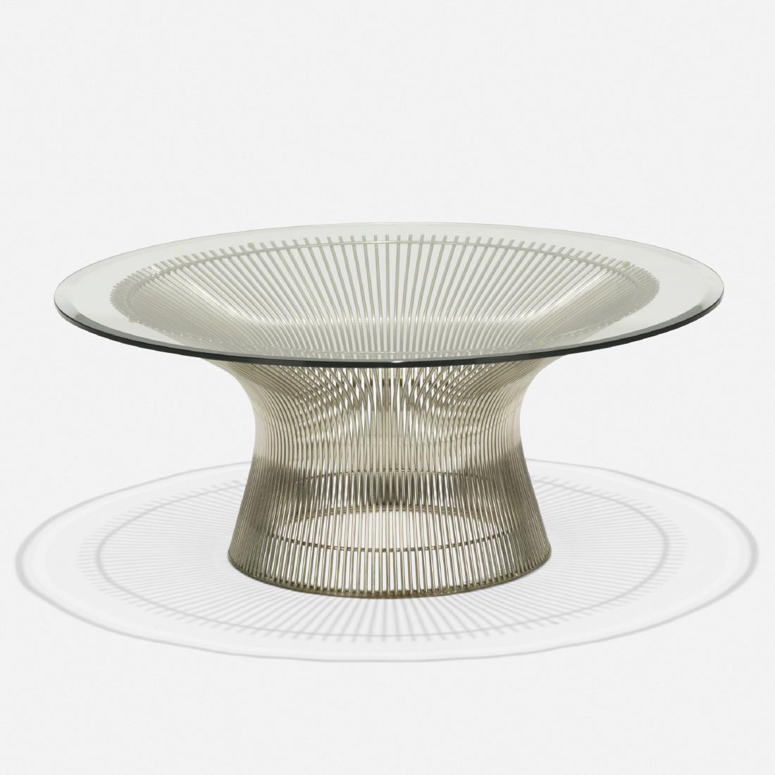 Warren Platner, coffee table: Warren Platner coffee table Knoll InternationalUSA, c. 1965chrome-plated steel, glass42 dia × 15 h in (107 × 38 cm) Literature: Ten by Warren Platner, Pl