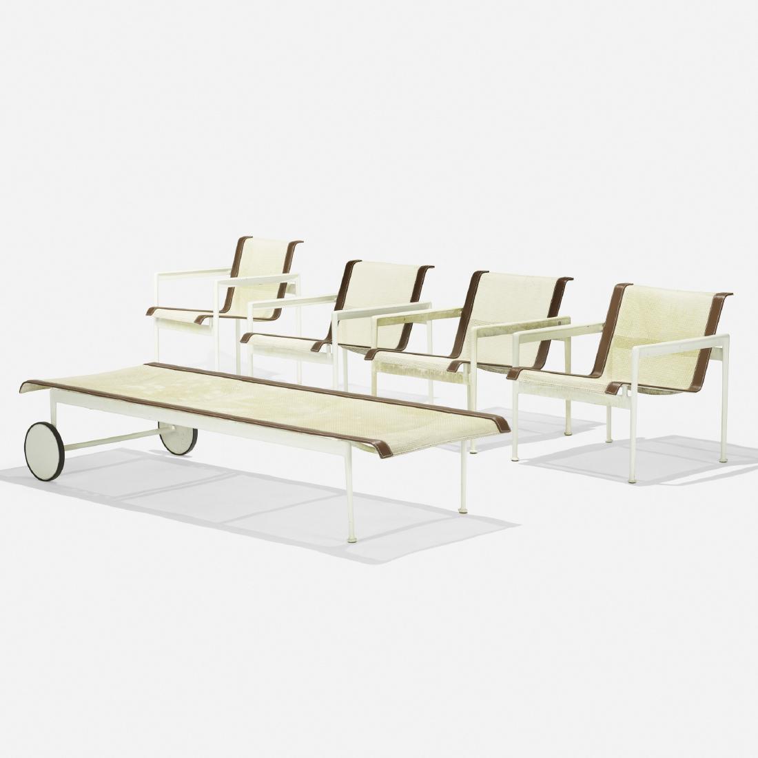 Richard Schultz, Leisure Collection suite: Richard Schultz Leisure Collection suite Knoll InternationalUSA, 1966enameled aluminum, vinyl, nylon25 w × 75 d × 26 h in (63 × 190 × 66 cm) Suite includes one chais