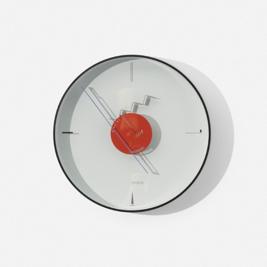 Nicolai Canetti, Art Time wall clock: Nicolai Canetti Art Time wall clock CanettiUSA / Japan, 1984enameled aluminum, glass8.25 dia × 2 d in (21 × 5 cm) Stamped manufacturer's mark to face 'Canetti Japan Art Time Col