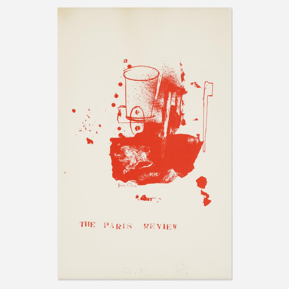 Jim Dine, The Paris Review: Jim Dine The Paris Review 1965 lithograph on paper 40 h × 26.5 w in (102 × 67 cm) Signed and numbered to lower right 'Jim Dine 26/150'. This work is number 26 from the edition of 150 pu