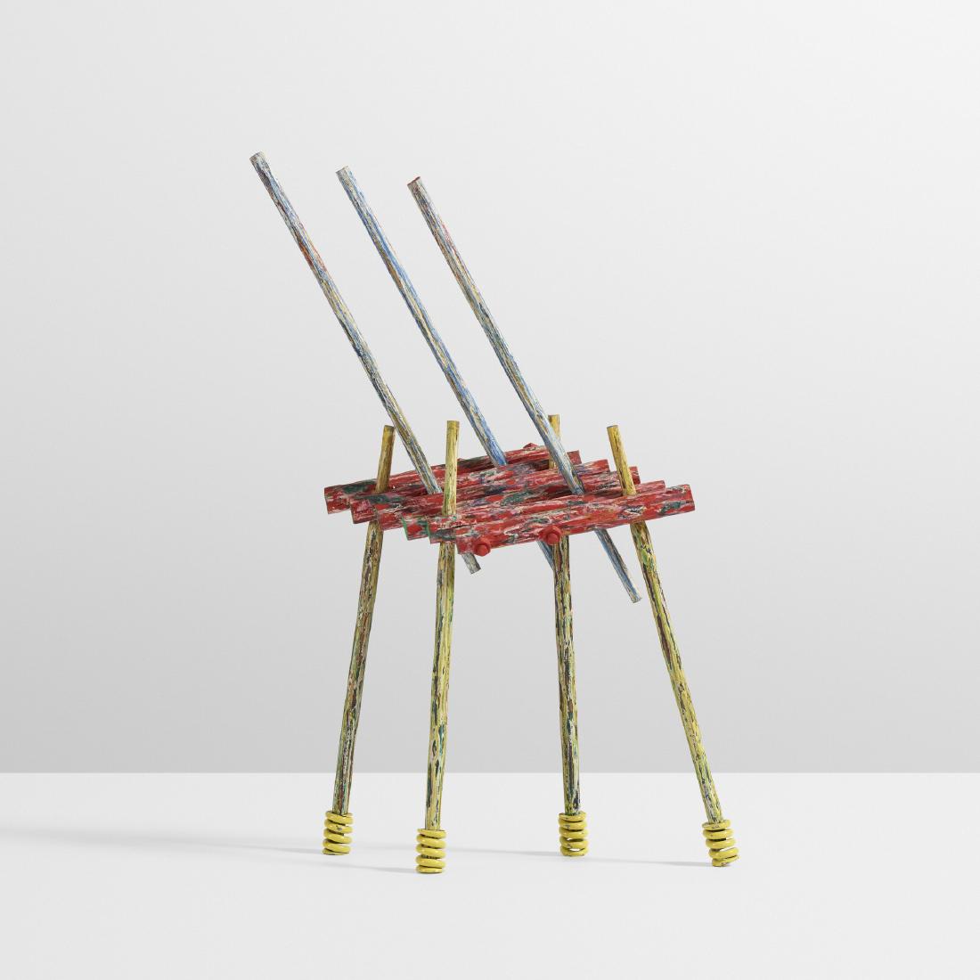 Linda Fleming, Dimensional Gate maquette: Linda Fleming Dimensional Gate maquette 1982painted wood, enameled steel18.5 h × 12 w × 6 d in (47 × 30 × 15 cm) Sold with original invoice from Construct Gallery, Chicago