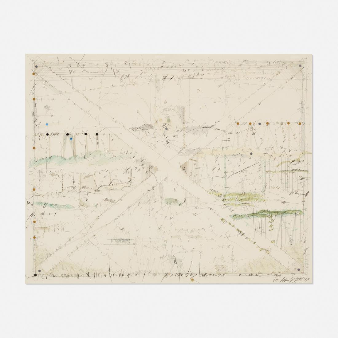 John M. White, Untitled (from the Landscape series): John M. White Untitled (from the Landscape series) 1974 mixed media on paper 23 h × 29 w in (58 × 74 cm) Signed and dated to lower right 'LA John White 74'. Provenance:</