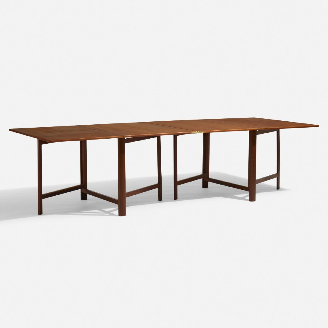 Bruno Mathsson, Maria folding table: Bruno Mathsson Maria folding table Firma Karl MathssonSweden, 1937teak110 w × 43.5 d × 27.5 h in (279 × 110 × 70 cm) Table features four 26-inch leaves and can be ar