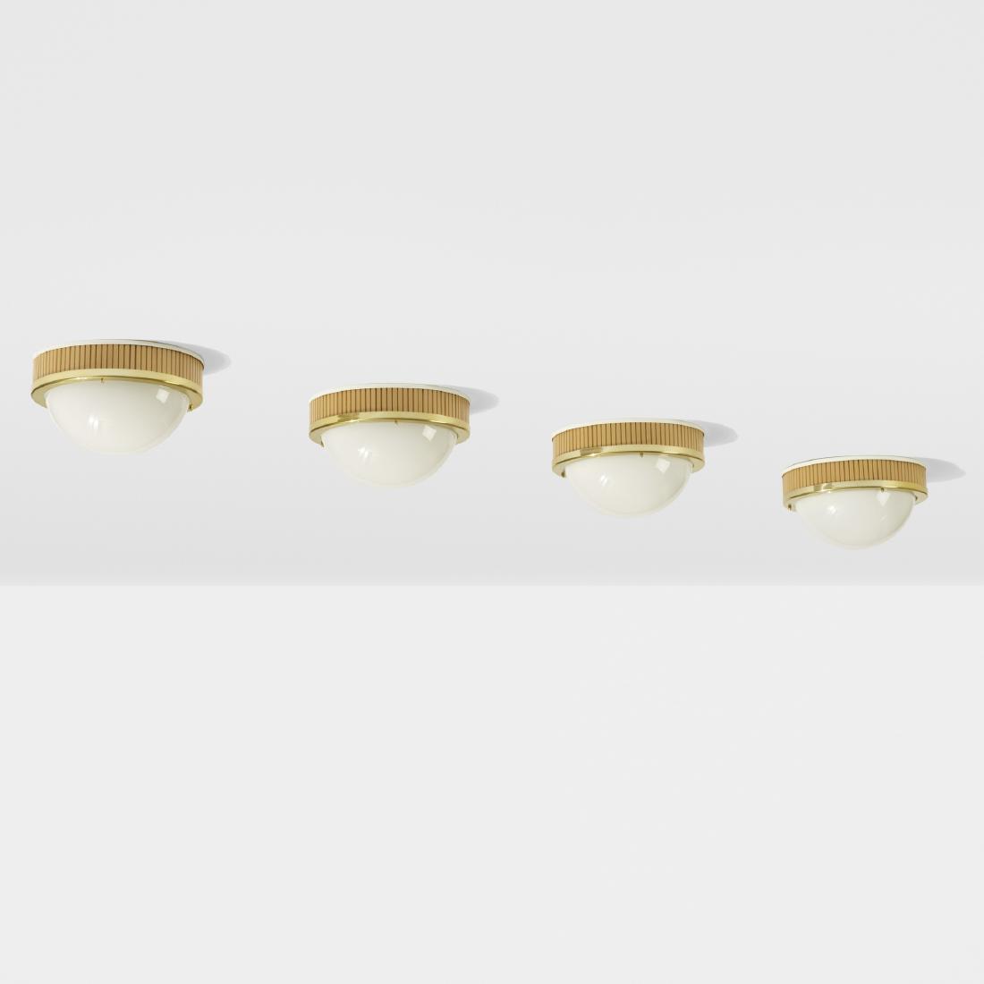 Hans-Agne Jakobsson, ceiling lights, set of four: Hans-Agne Jakobsson ceiling lights, set of four Hans-Agne Jakobsson AB Sweden, c. 1970 plastic, bamboo, brass, enameled steel 11.5 dia × 6 h in (29 × 15 cm) Manufacturer's label to